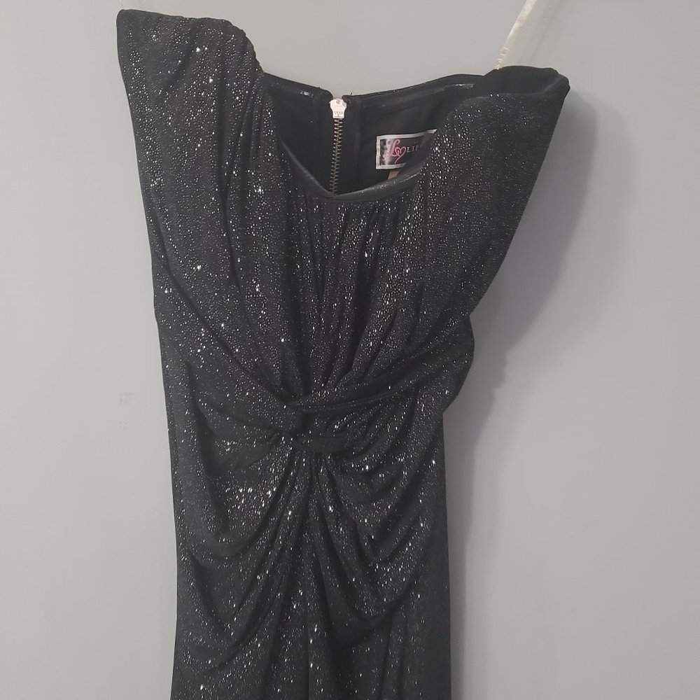 Lipsy Black Sparkly Strapless Mini Dress Size 2